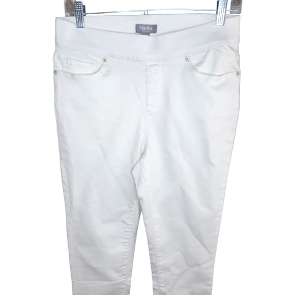 Martha Stewart Women's Jeans Size 8 White Knit Denim Ankle Pull On Elastic NWOT - Picture 9 of 16